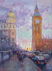 After the Rain, Westminster by Lana Okiro - Original Painting on Board sized 20x28 inches. Available from Whitewall Galleries